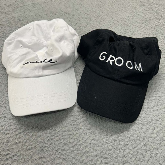 Bride Groom Hat Set Mens Womens One Size Strapback Party - Picture 1 of 9